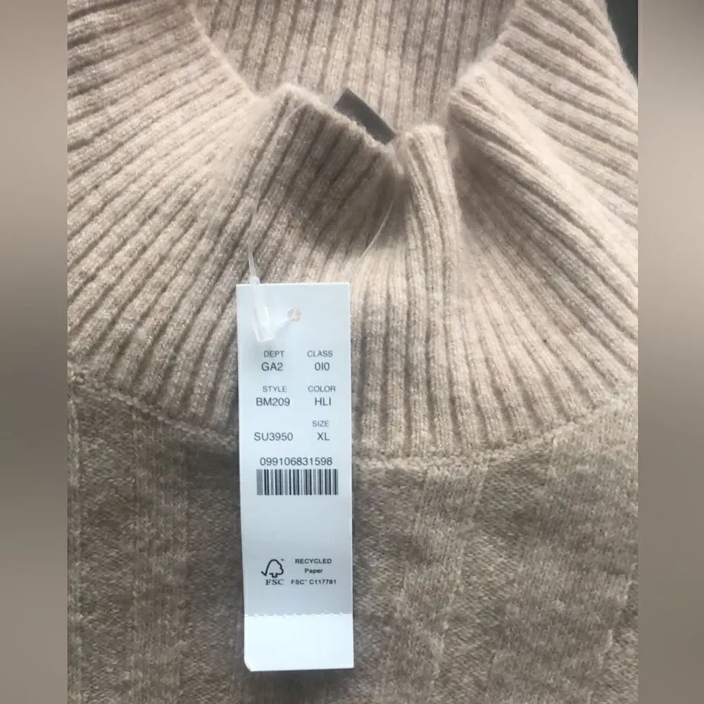 J Crew NWT Ribbed neck sweater size XL